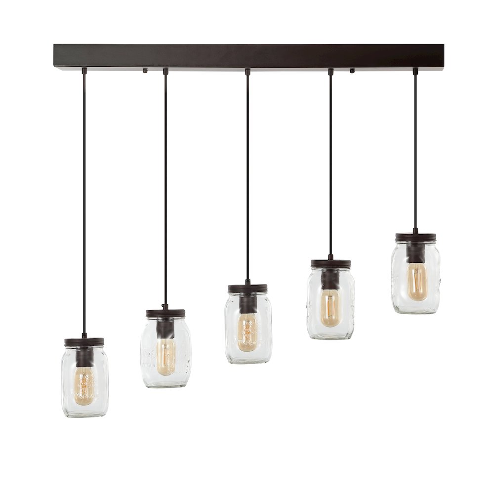 Gaines Farmhouse Industrial Iron Mason Jar Led Pendant. Picture 7
