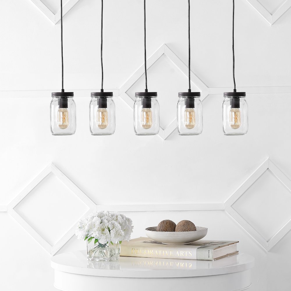 Gaines Farmhouse Industrial Iron Mason Jar Led Pendant. Picture 9
