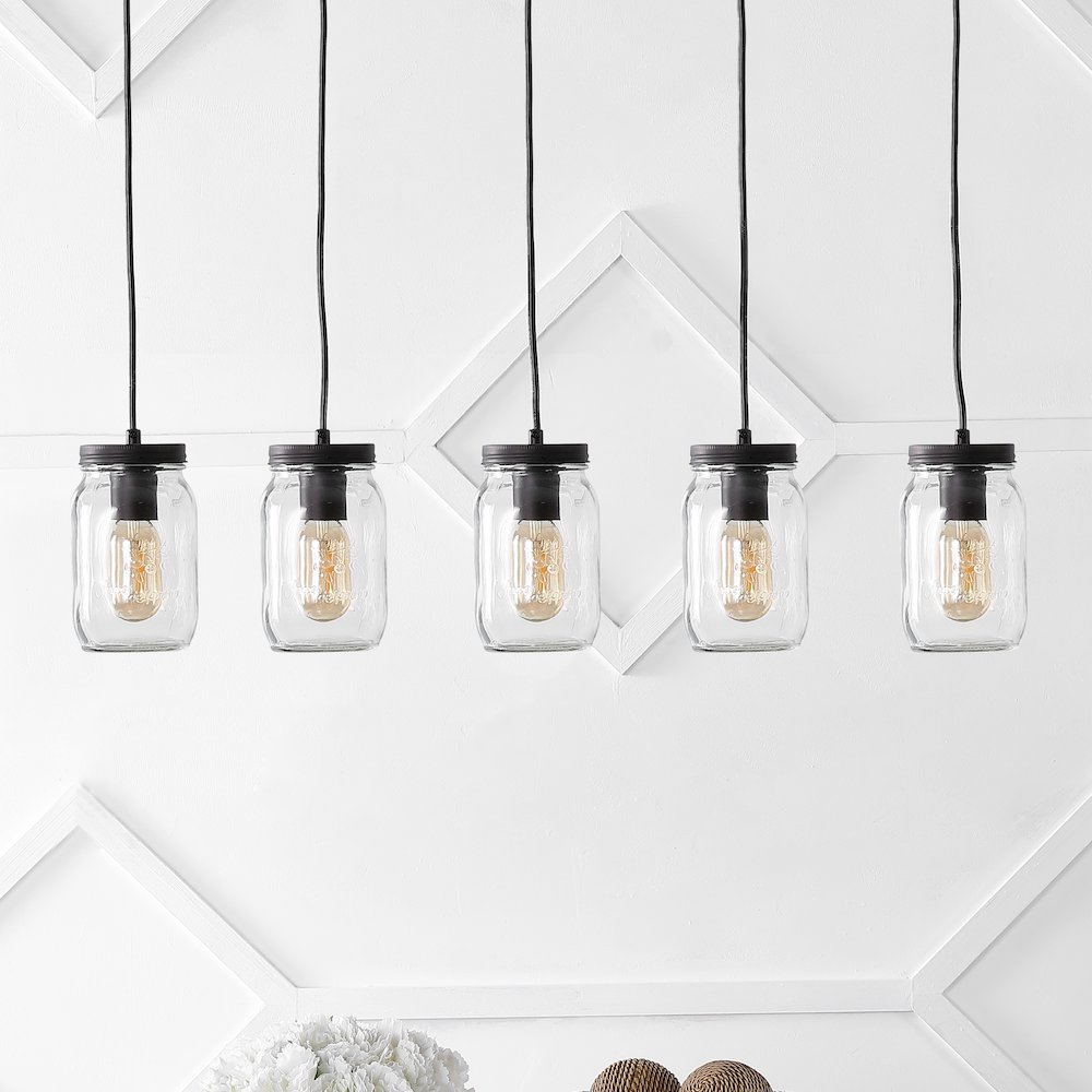 Gaines Farmhouse Industrial Iron Mason Jar Led Pendant. Picture 10