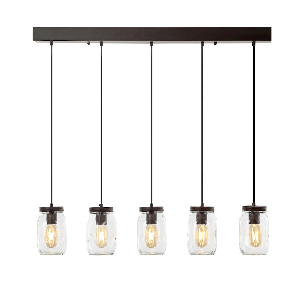 Gaines Farmhouse Industrial Iron Mason Jar Led Pendant. Picture 1