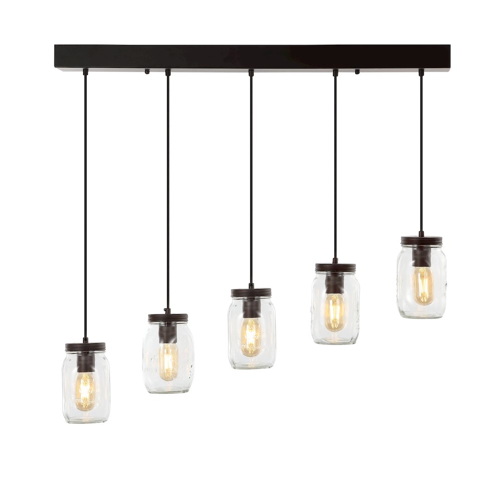 Gaines Farmhouse Industrial Iron Mason Jar Led Pendant. Picture 5