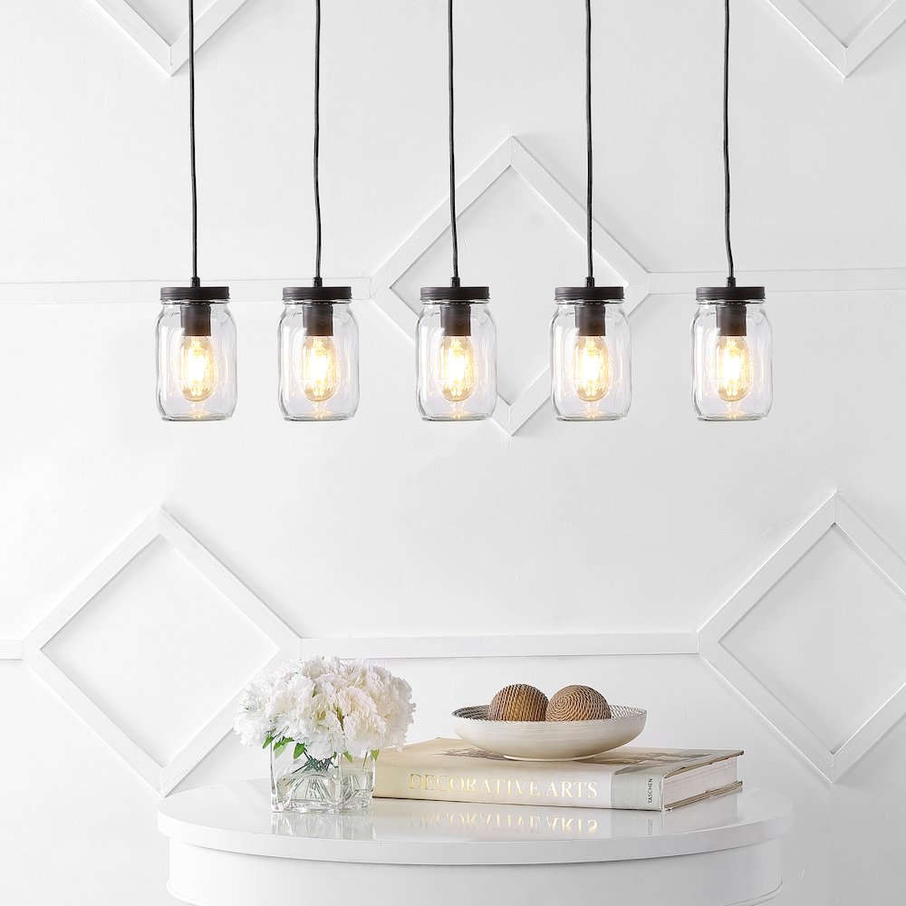 Gaines Farmhouse Industrial Iron Mason Jar Led Pendant. Picture 8