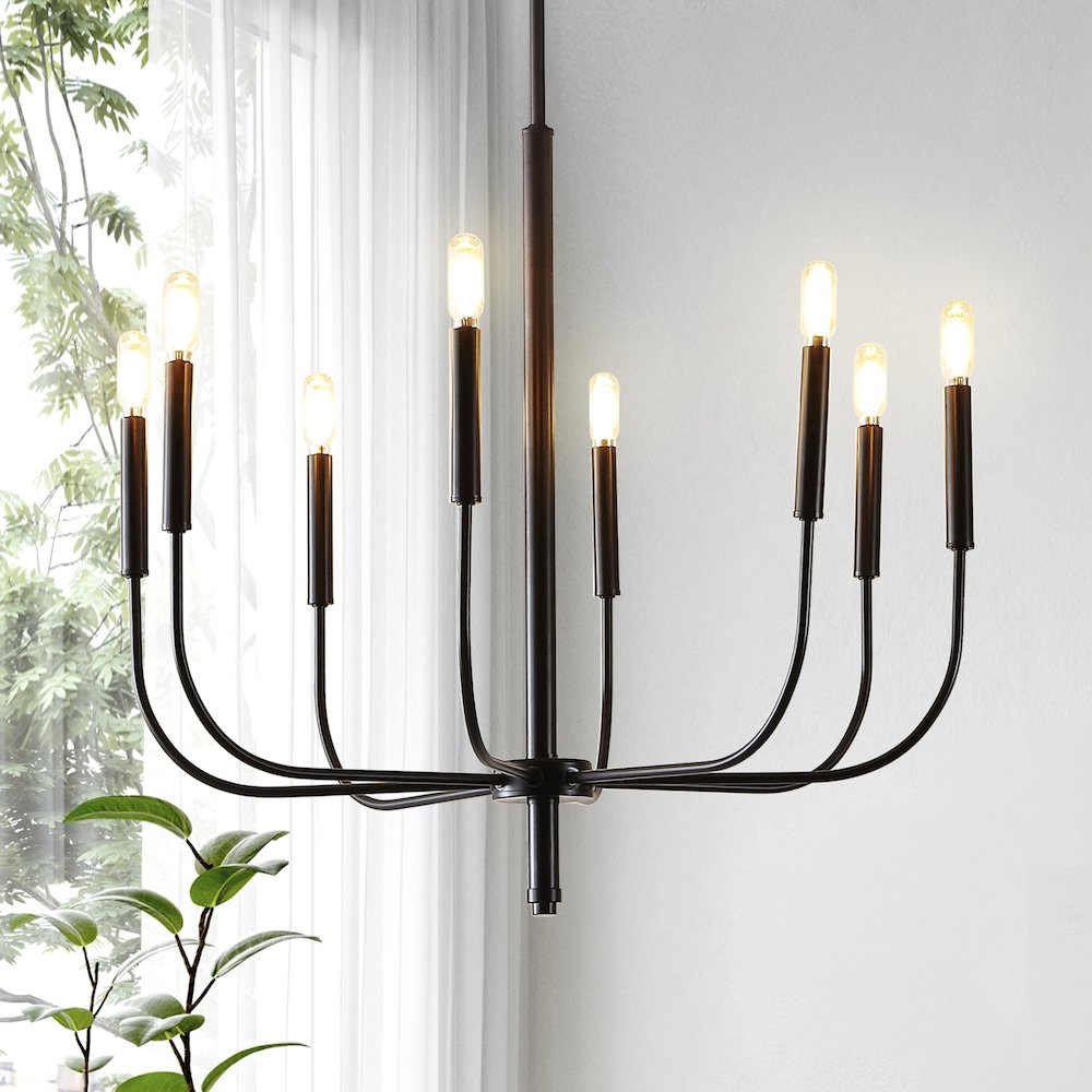 Amoros Modern Mid Century Iron Led Chandelier. Picture 8