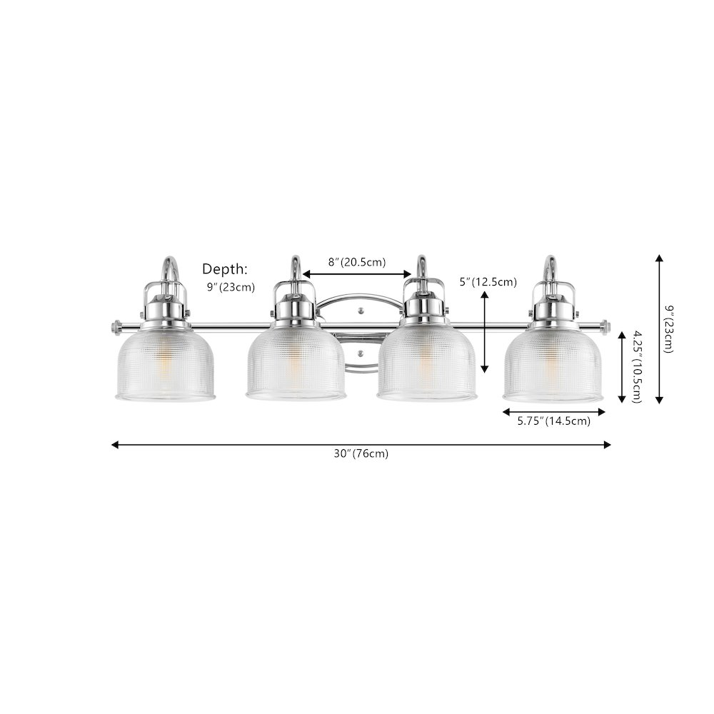 Virginia 4-Light Metal/Glass Led Vanity Light. Picture 2