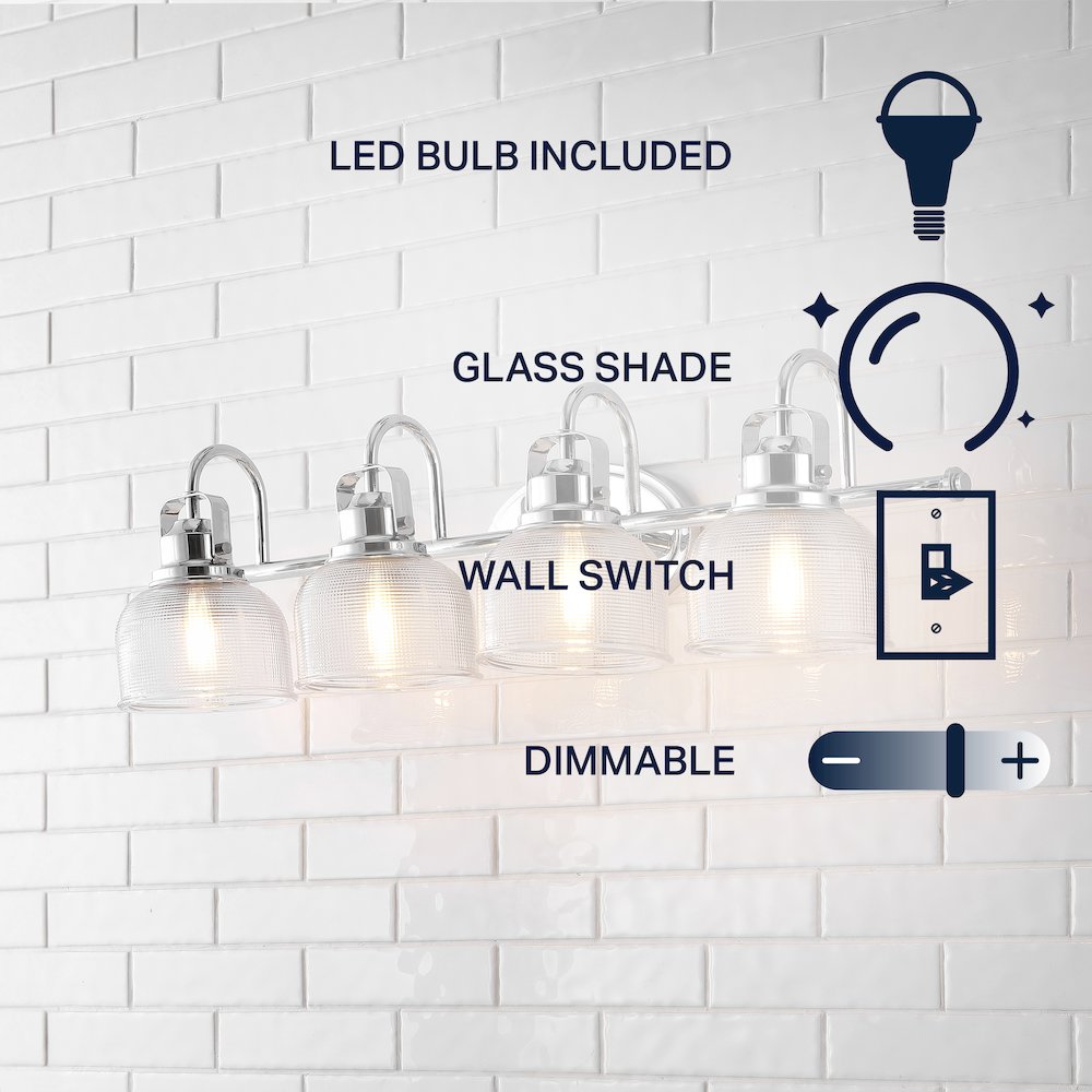 Virginia 4-Light Metal/Glass Led Vanity Light. Picture 4