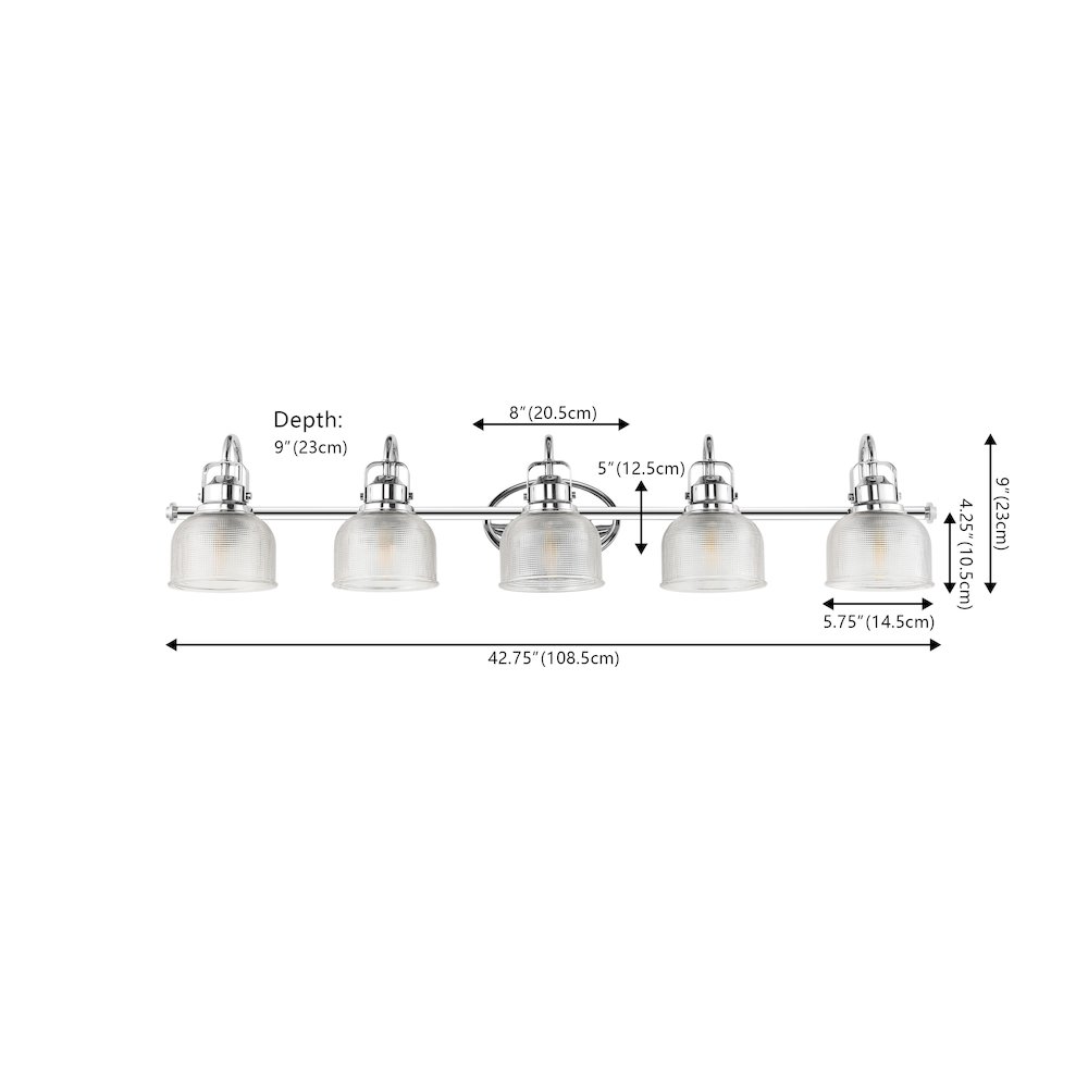 Virginia 5-Light Metal/Glass Led Vanity Light. Picture 2