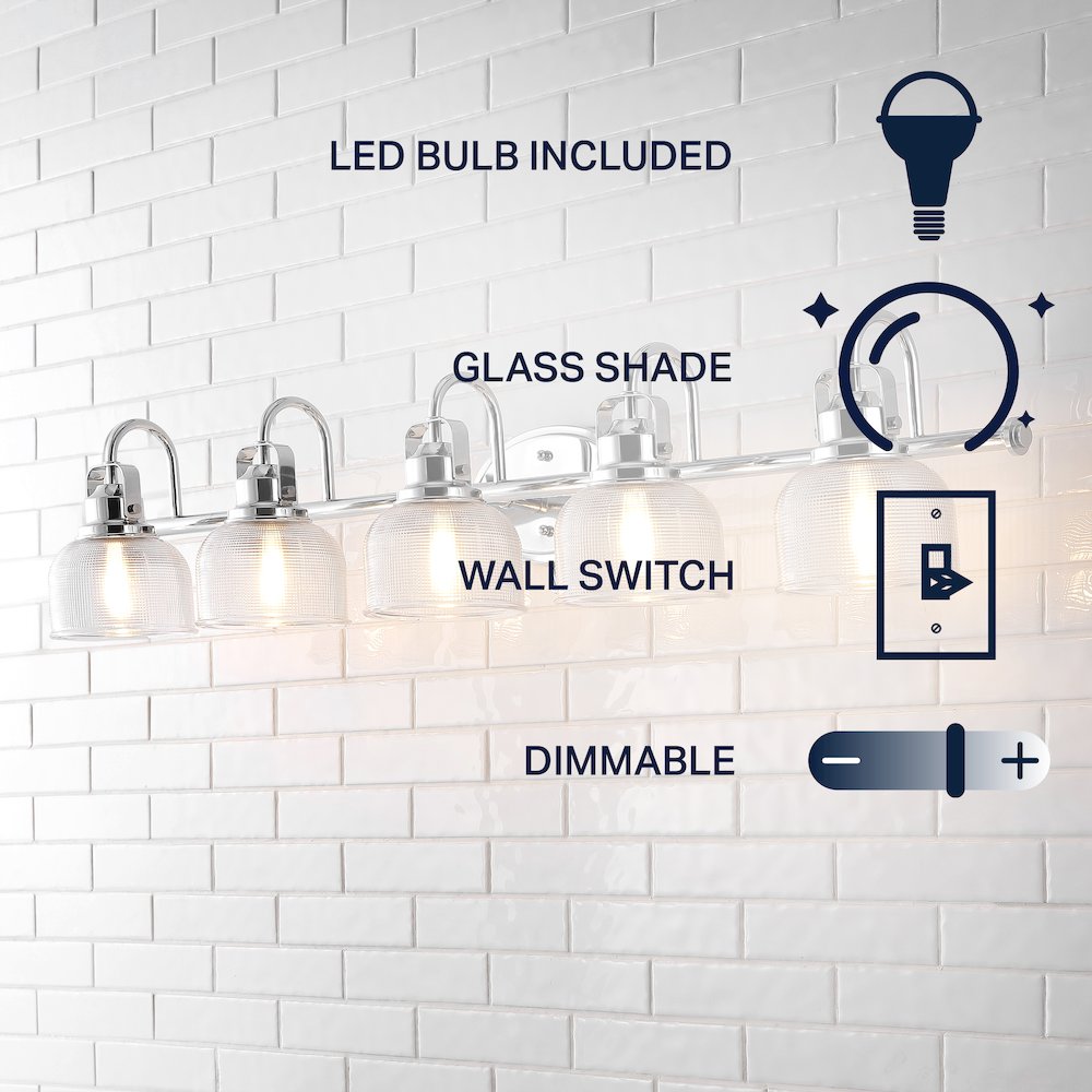 Virginia 5-Light Metal/Glass Led Vanity Light. Picture 4