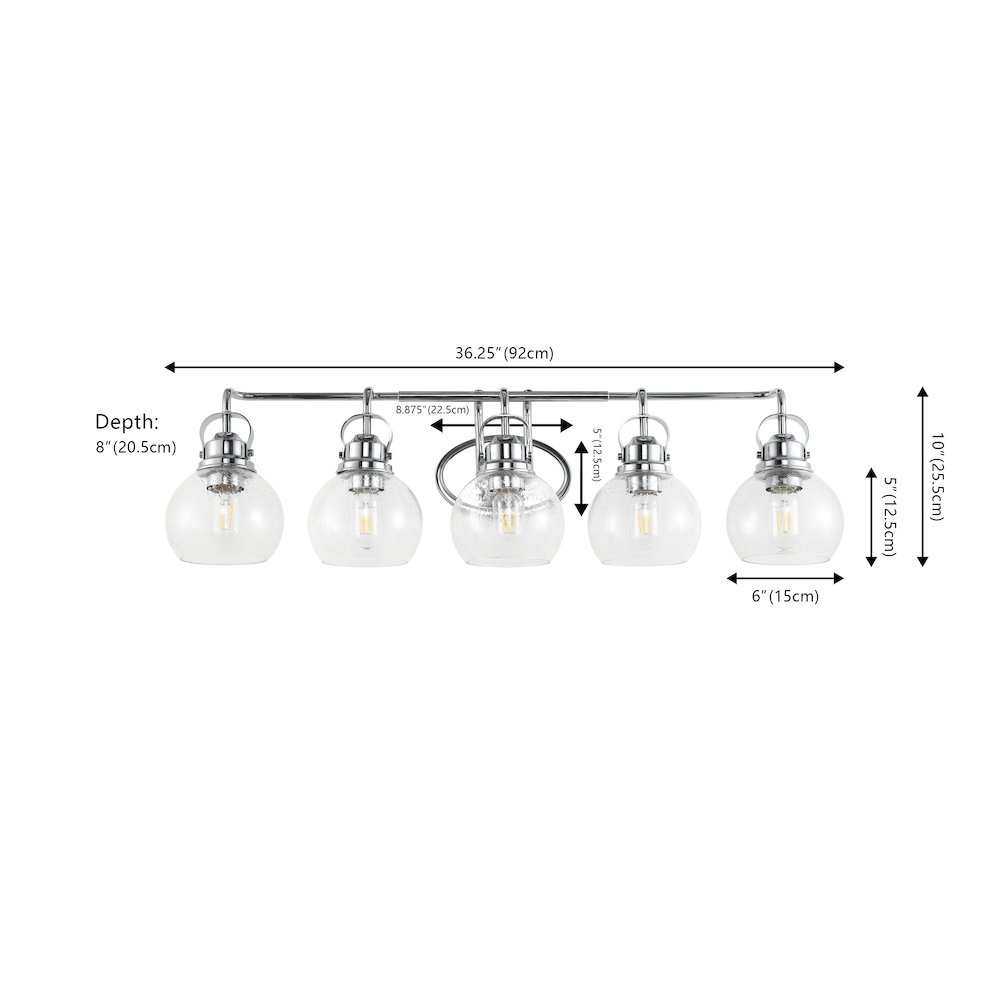 Shirley 5-Light Metal/Seeded Glass Vanity Light. Picture 2