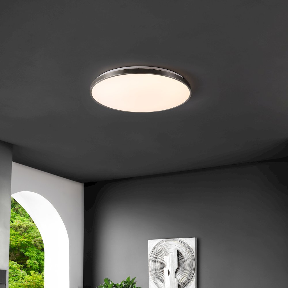 Astrid 1-Light Modern Minimalist Iron Circle Integrated Led Flush Mount. Picture 1