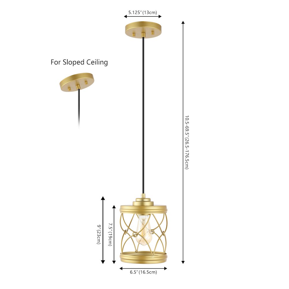 Marelle 1-Light Farmhouse Industrial Iron Filigree Caged Jar Led Pendant. Picture 3