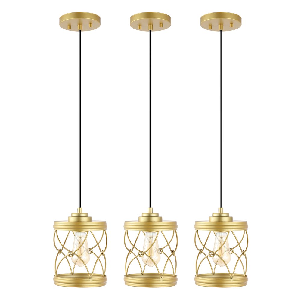 Marelle 1-Light Farmhouse Industrial Iron Filigree Caged Jar Led Pendant. Picture 2