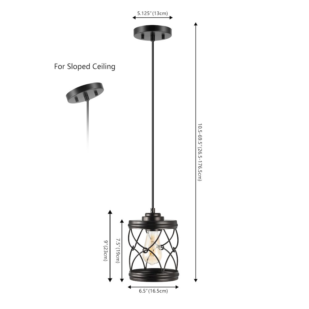 Marelle 1-Light Farmhouse Industrial Iron Filigree Caged Jar Led Pendant. Picture 3