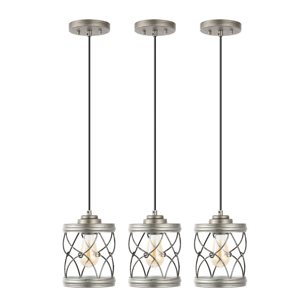 Marelle 1-Light Farmhouse Industrial Iron Filigree Caged Jar Led Pendant. Picture 2
