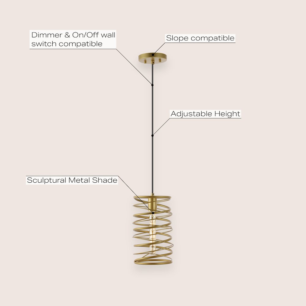 Helisa 1-Light Modern Contemporary Iron Spiral Led Pendant. Picture 6