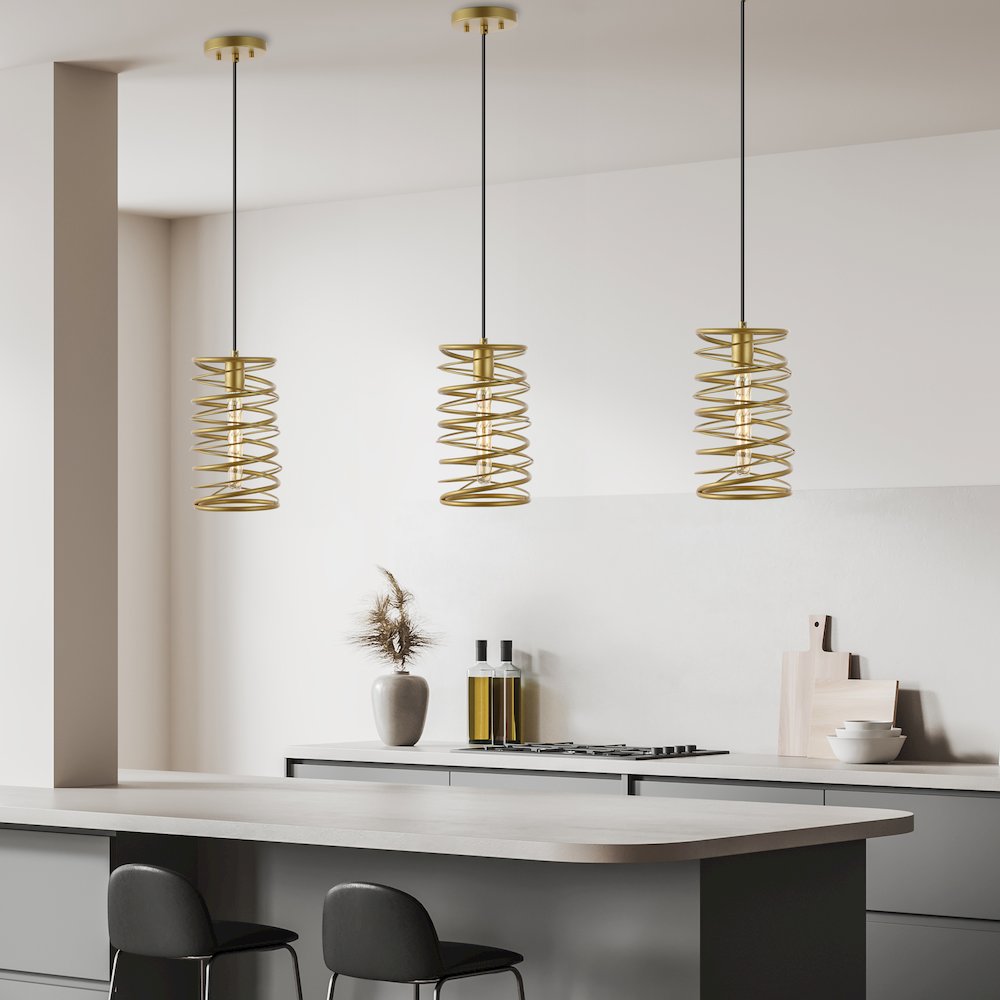 Helisa 1-Light Modern Contemporary Iron Spiral Led Pendant. Picture 4