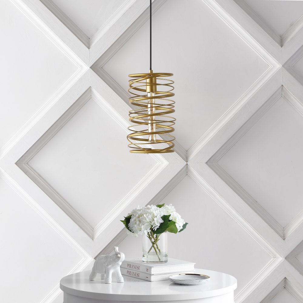 Helisa 1-Light Modern Contemporary Iron Spiral Led Pendant. Picture 1