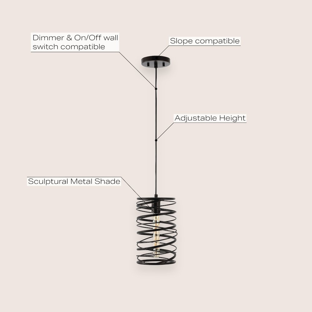 Helisa 1-Light Modern Contemporary Iron Spiral Led Pendant. Picture 6