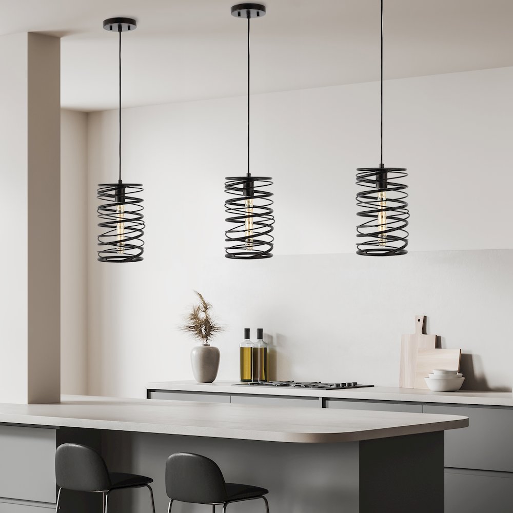 Helisa 1-Light Modern Contemporary Iron Spiral Led Pendant. Picture 4