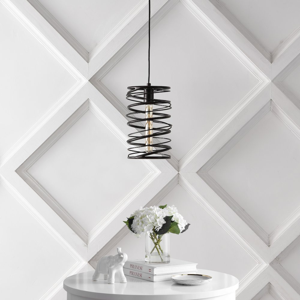 Helisa 1-Light Modern Contemporary Iron Spiral Led Pendant. Picture 1