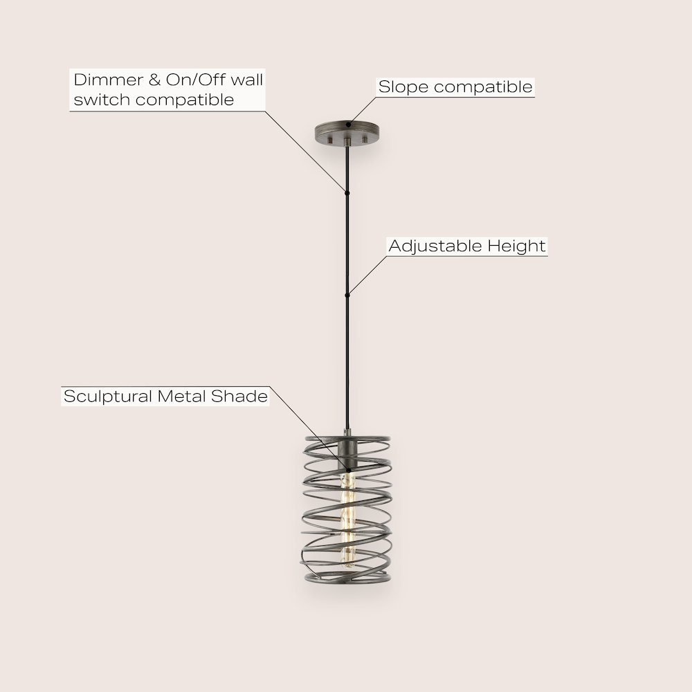 Helisa 1-Light Modern Contemporary Iron Spiral Led Pendant. Picture 6