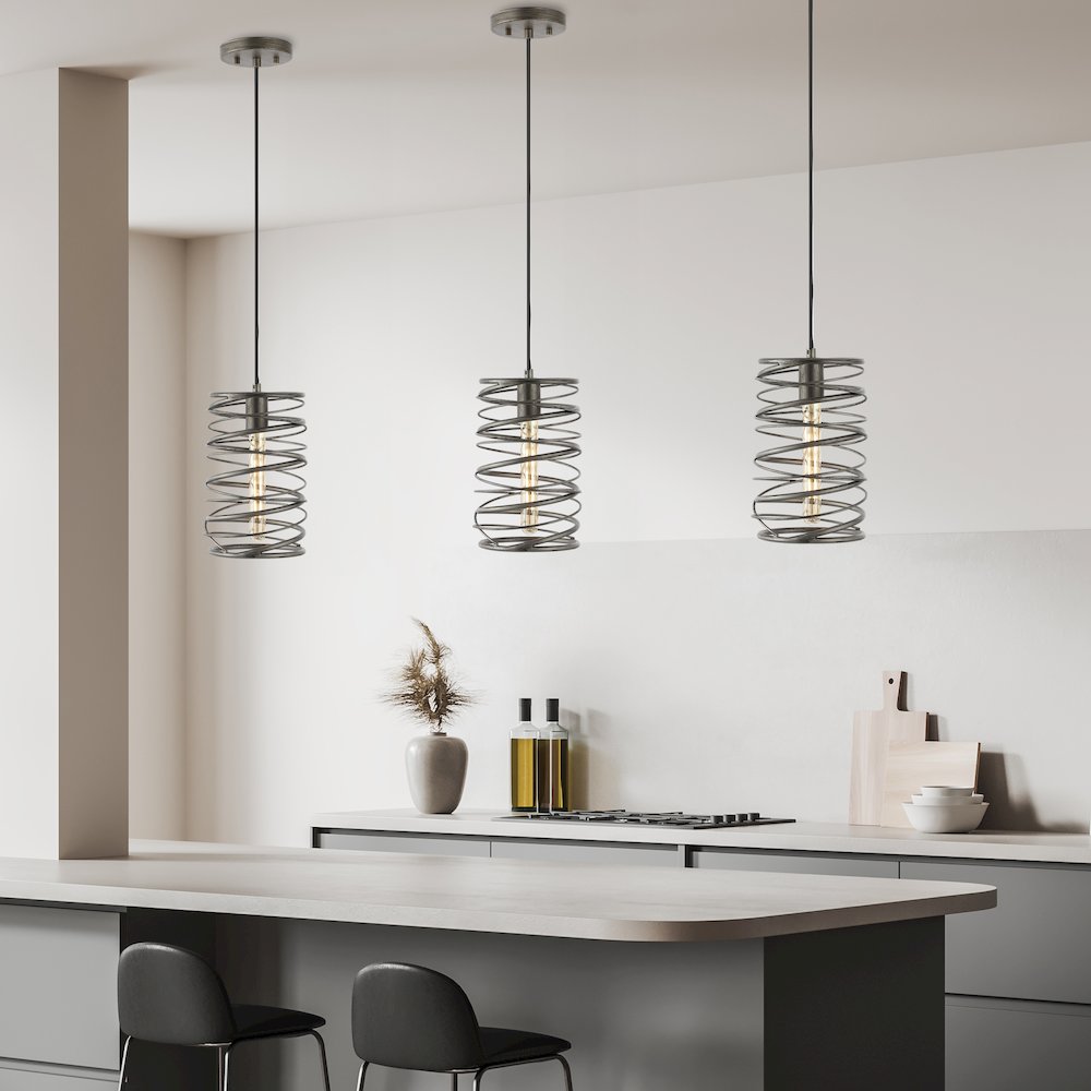 Helisa 1-Light Modern Contemporary Iron Spiral Led Pendant. Picture 4