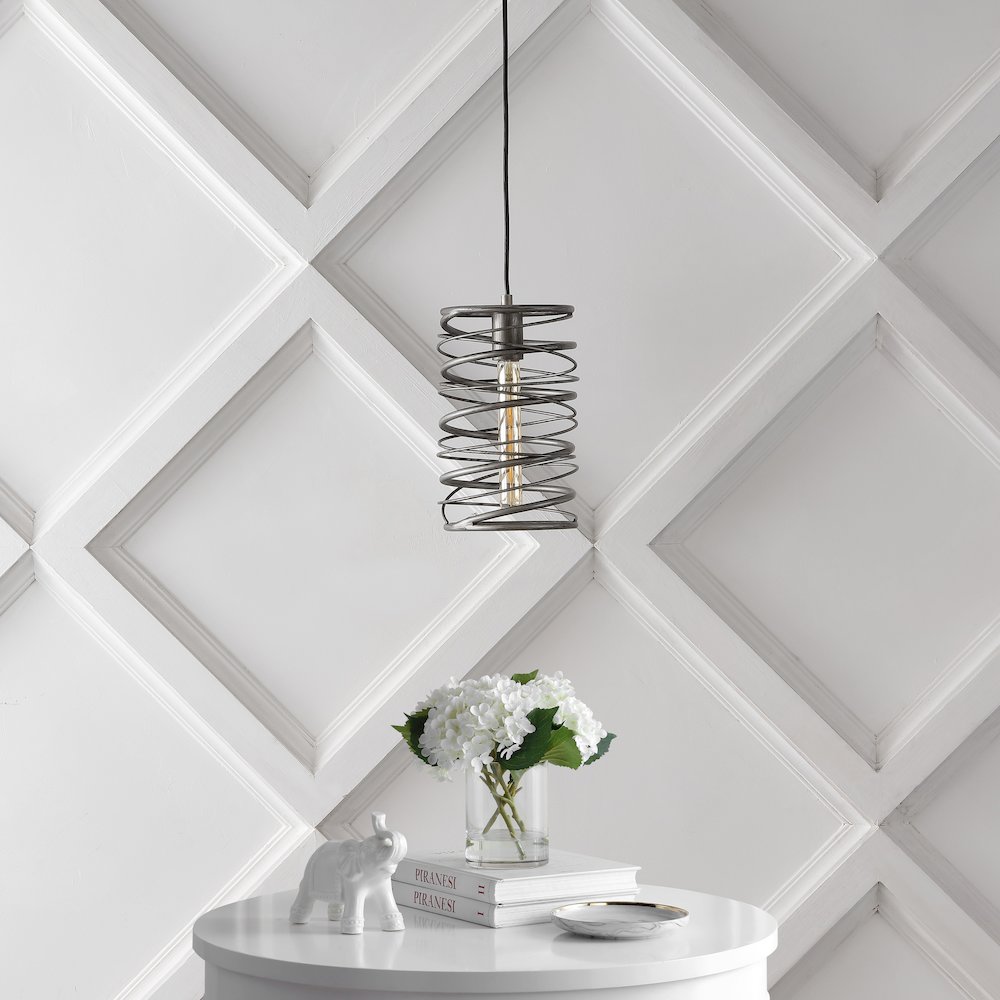 Helisa 1-Light Modern Contemporary Iron Spiral Led Pendant. Picture 1