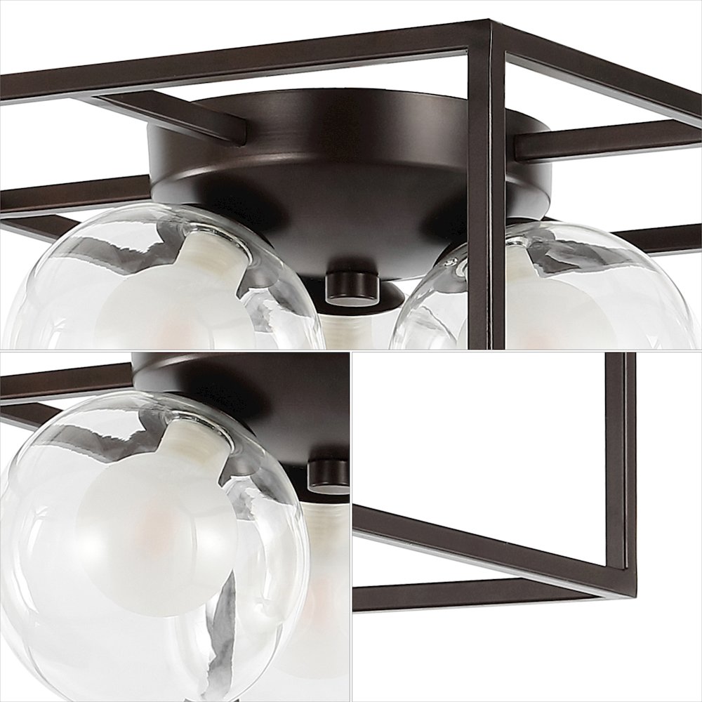 Kyle 3-Light Modern Farmhouse Metal/Iron Open-Caged Led Flush Mount. Picture 3