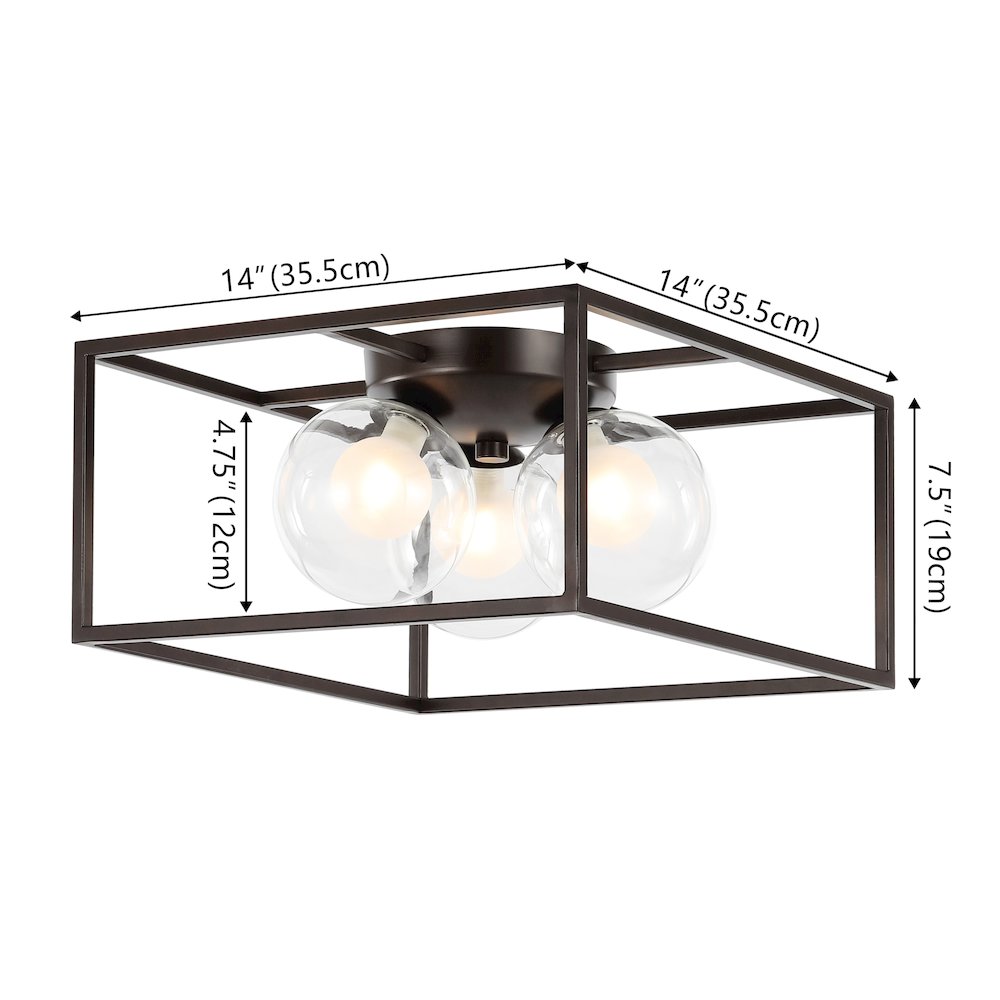 Kyle 3-Light Modern Farmhouse Metal/Iron Open-Caged Led Flush Mount. Picture 4