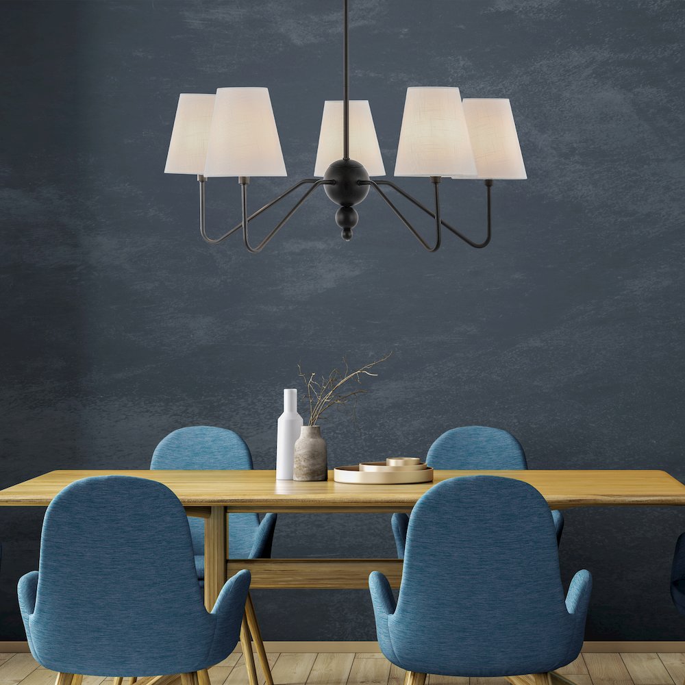 Skylar 5-Light Classic Minimalist Iron Inverted Gourd Led Chandelier. Picture 4