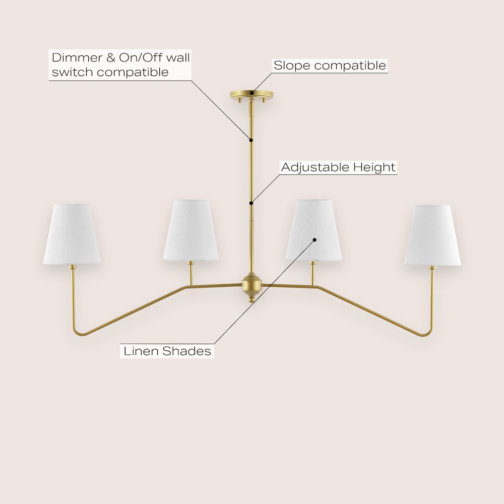 Signe 4-Light Classic Minimalist Iron Linear Led Pendant. Picture 6