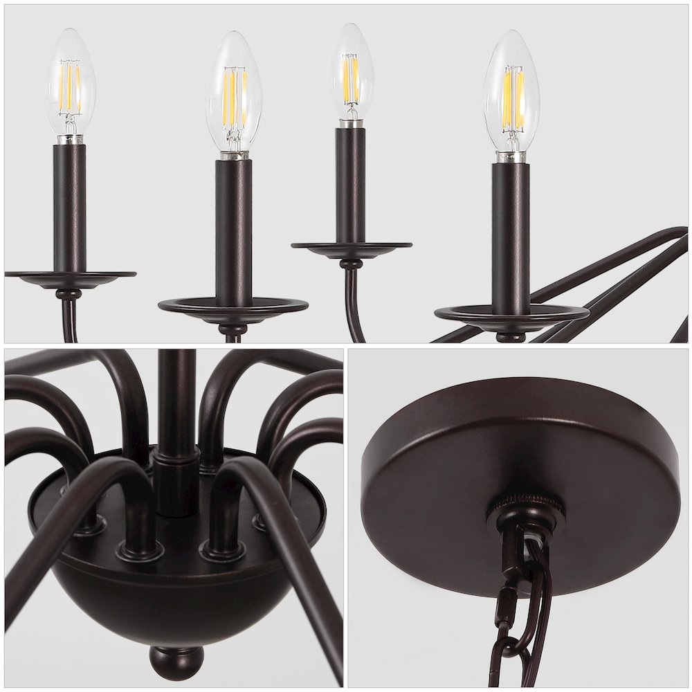 Wicklow 40" 8-Light Bohemian Farmhouse Iron LED Chandelier, Oil Rubbed Bronze. Picture 4