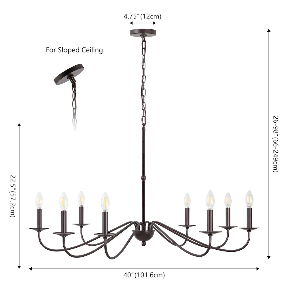 Wicklow 40" 8-Light Bohemian Farmhouse Iron LED Chandelier, Oil Rubbed Bronze. Picture 6