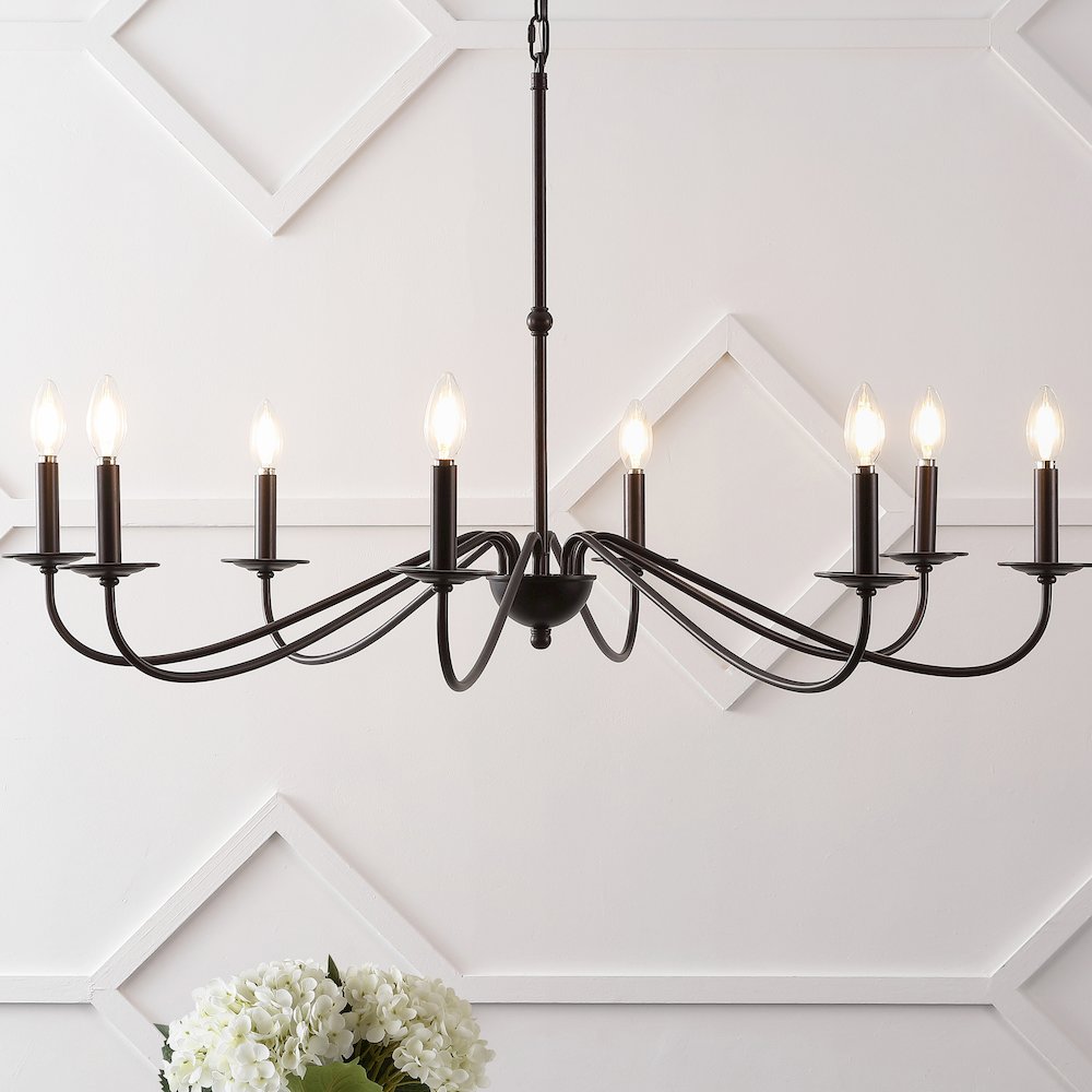 Wicklow 40" 8-Light Bohemian Farmhouse Iron LED Chandelier, Oil Rubbed Bronze. Picture 7