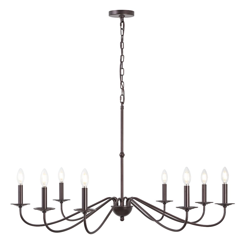 Wicklow 40" 8-Light Bohemian Farmhouse Iron LED Chandelier, Oil Rubbed Bronze. Picture 1