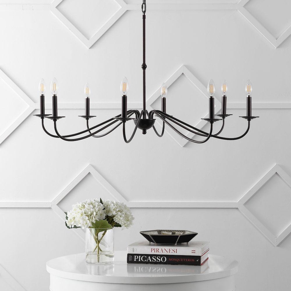 Wicklow 40" 8-Light Bohemian Farmhouse Iron LED Chandelier, Oil Rubbed Bronze. Picture 2
