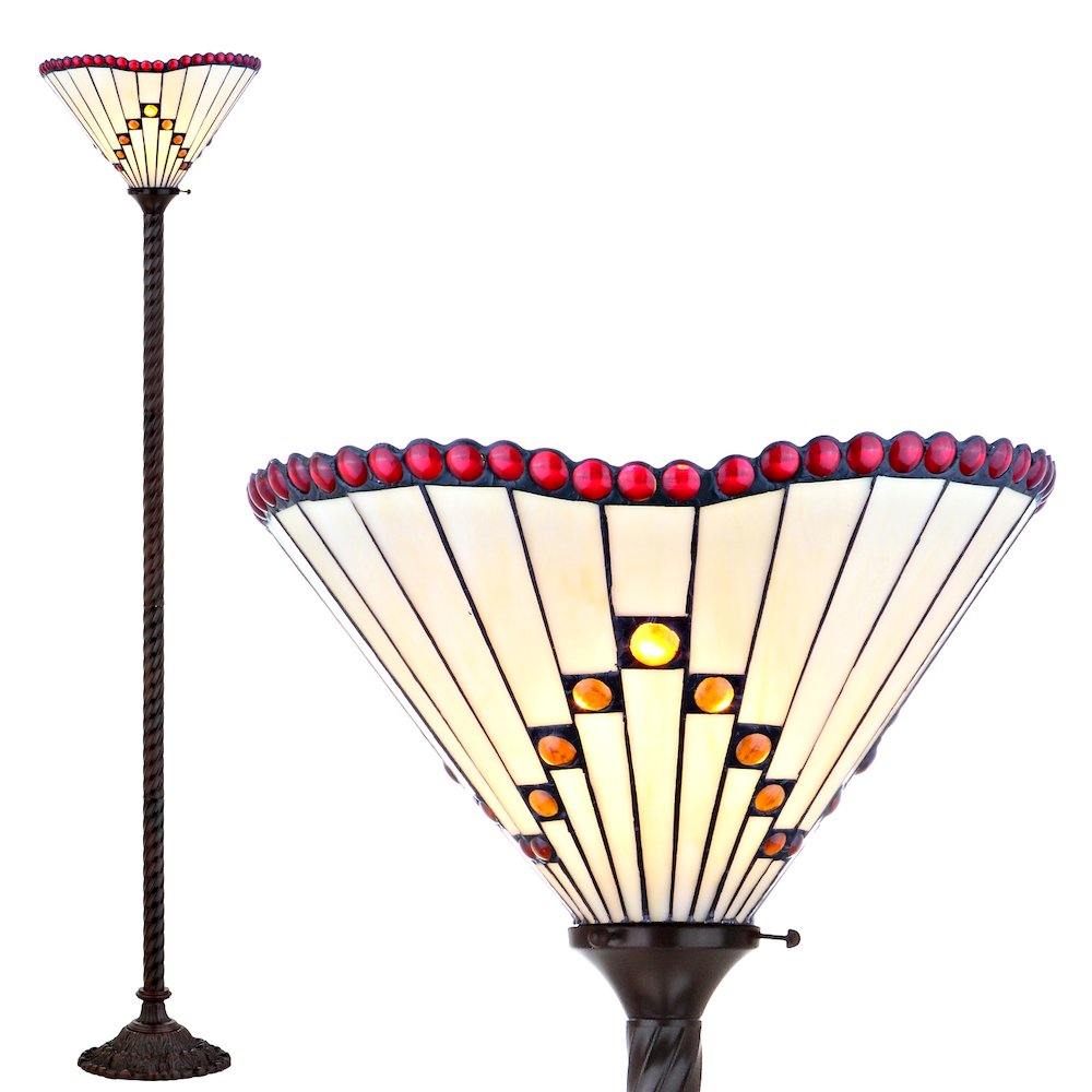 Smith Tiffany Style Torchiere Led Floor Lamp. Picture 4