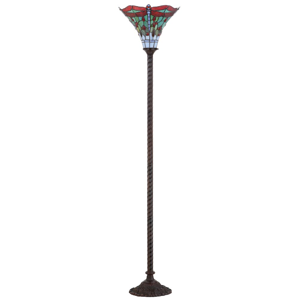 Dragonfly Tiffany Style Torchiere Led Floor Lamp. Picture 2