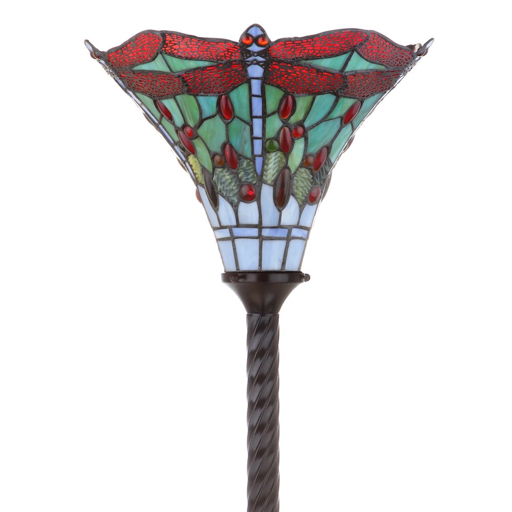 Dragonfly Tiffany Style Torchiere Led Floor Lamp. Picture 8