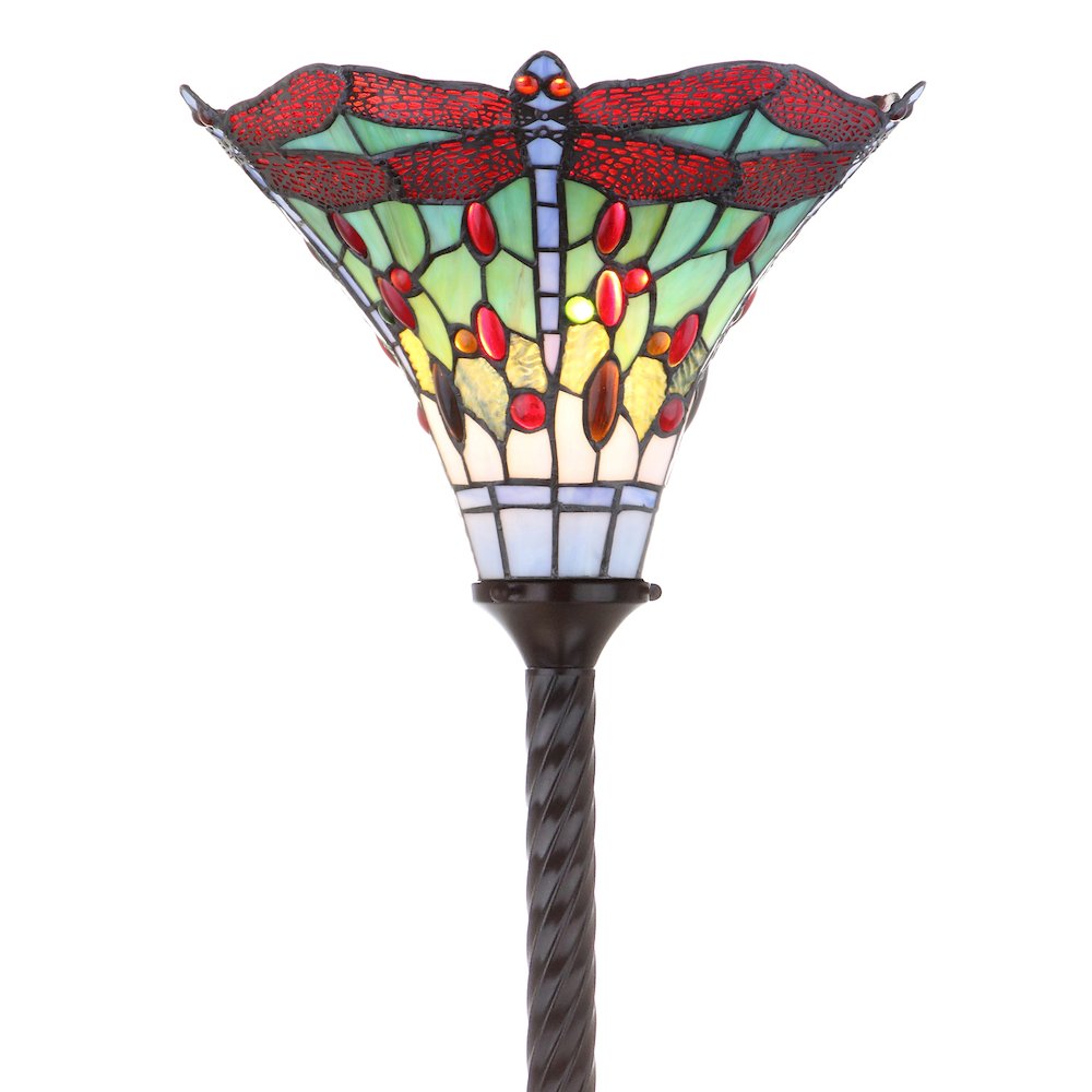 Dragonfly Tiffany Style Torchiere Led Floor Lamp. Picture 7