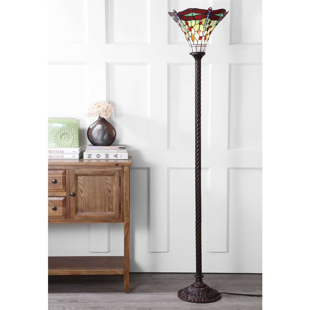 Dragonfly Tiffany Style Torchiere Led Floor Lamp. Picture 5