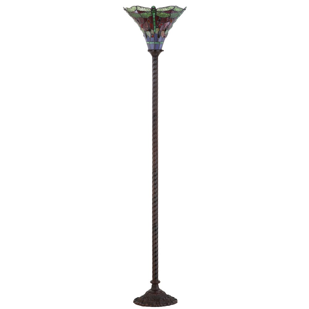 Dragonfly Tiffany Style Torchiere Led Floor Lamp. Picture 2