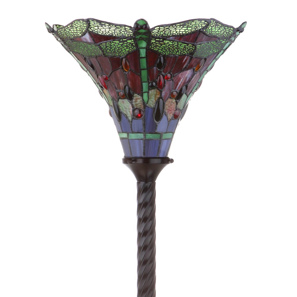 Dragonfly Tiffany Style Torchiere Led Floor Lamp. Picture 8