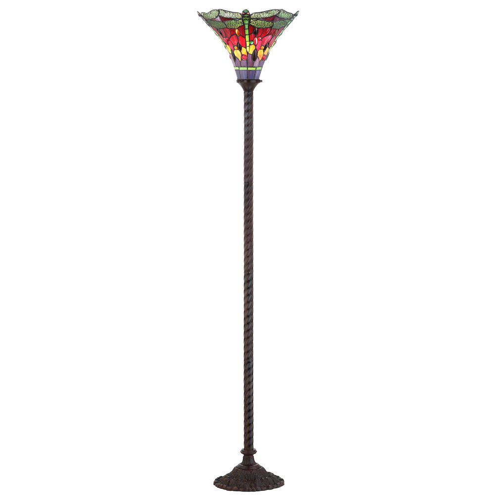 Dragonfly Tiffany Style Torchiere Led Floor Lamp. Picture 1