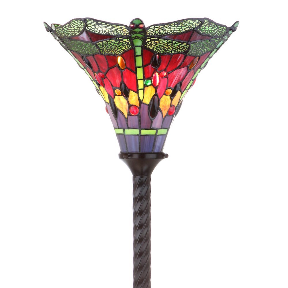 Dragonfly Tiffany Style Torchiere Led Floor Lamp. Picture 7