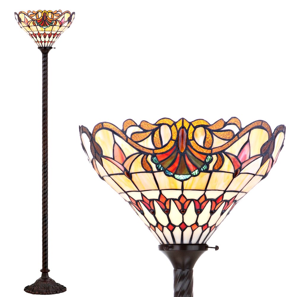 Davis Tiffany Style Torchiere Led Floor Lamp. Picture 4