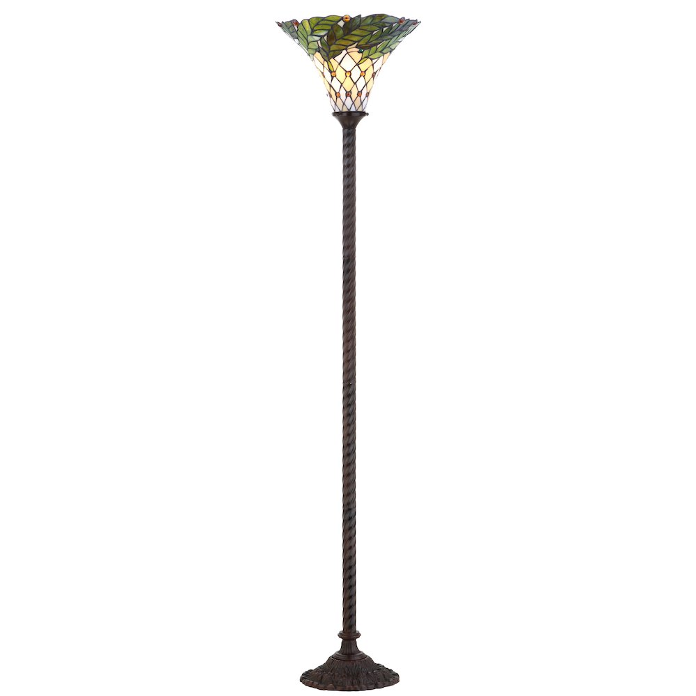 Botanical Tiffany Style Torchiere Led Floor Lamp. Picture 1