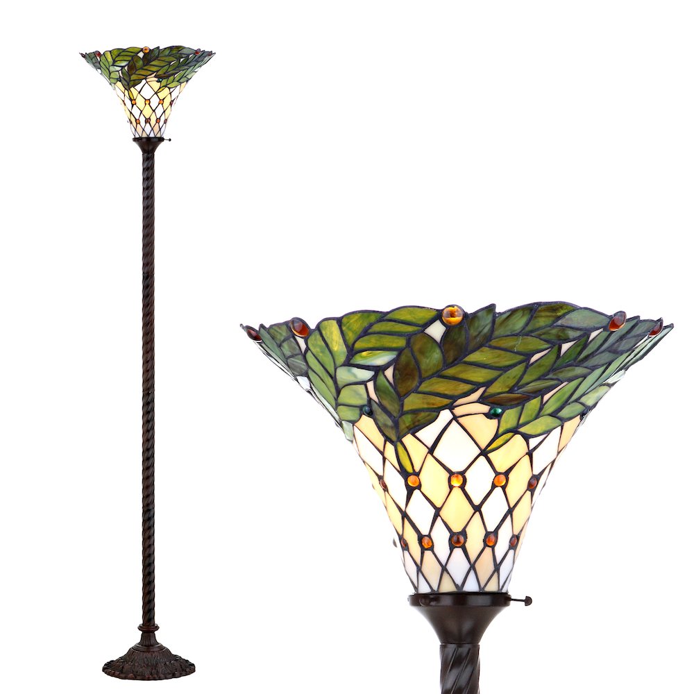 Botanical Tiffany Style Torchiere Led Floor Lamp. Picture 4