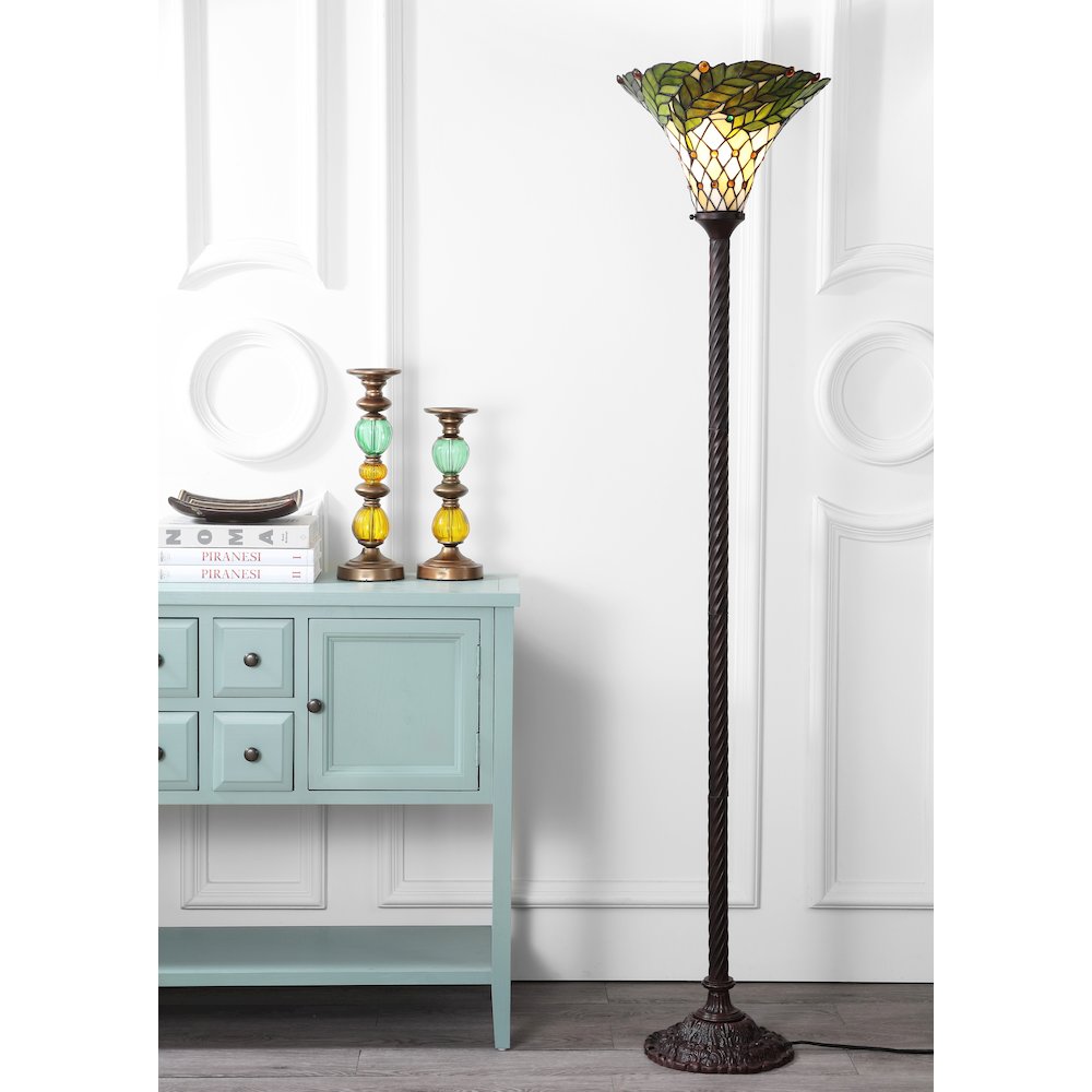 Botanical Tiffany Style Torchiere Led Floor Lamp. Picture 5