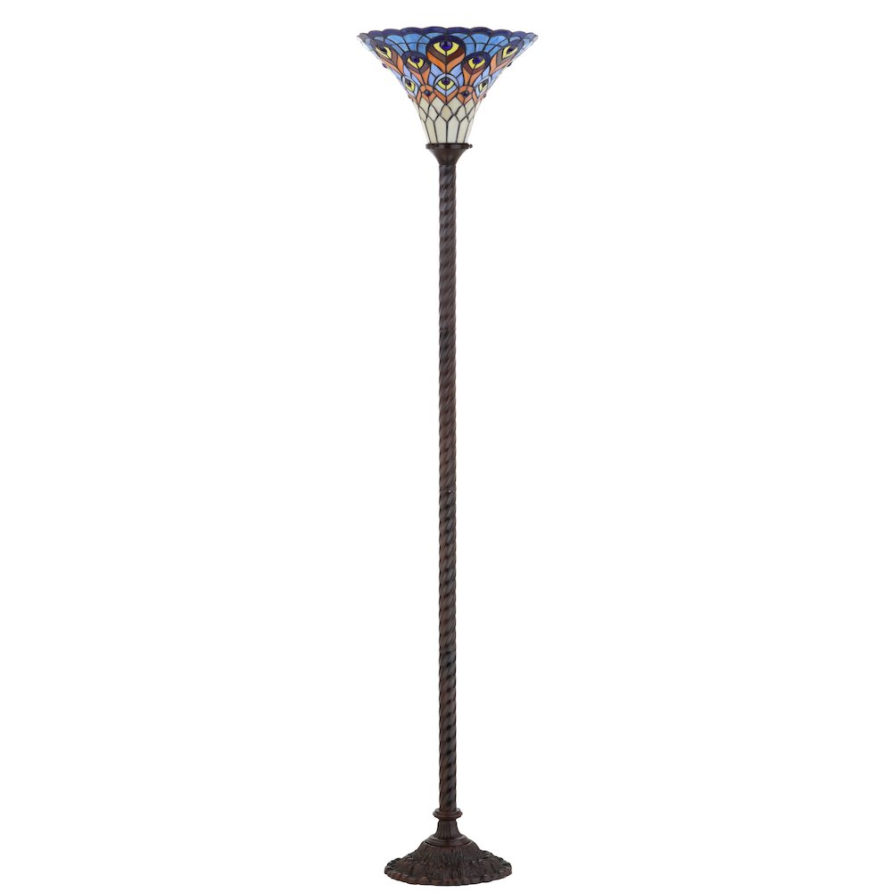 Peacock Tiffany Style Torchiere Led Floor Lamp. Picture 2