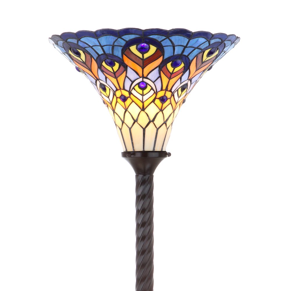 Peacock Tiffany Style Torchiere Led Floor Lamp. Picture 7